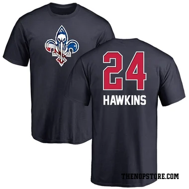 Navy Men's Jordan Hawkins New Orleans Pelicans Name and Number Banner Wave T-Shirt