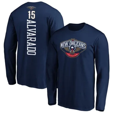 Navy Men's Jose Alvarado New Orleans Pelicans Backer Long Sleeve T-Shirt