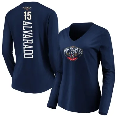 Navy Women's Jose Alvarado New Orleans Pelicans Backer Long Sleeve T-Shirt