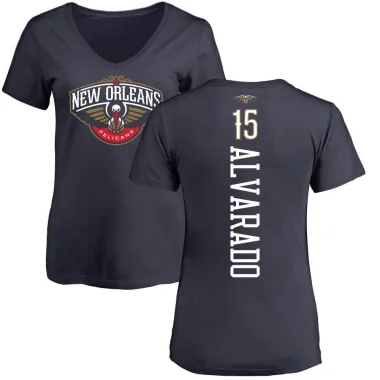 Navy Women's Jose Alvarado New Orleans Pelicans Backer T-Shirt