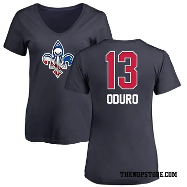 Navy Women's Josh Oduro New Orleans Pelicans Name and Number Banner Wave V-Neck T-Shirt